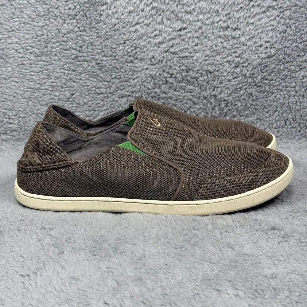 Olukai Nohea Mesh‎ Mens Size 11.5 Slip On Sneakers Shoes Mustang Lime Peel